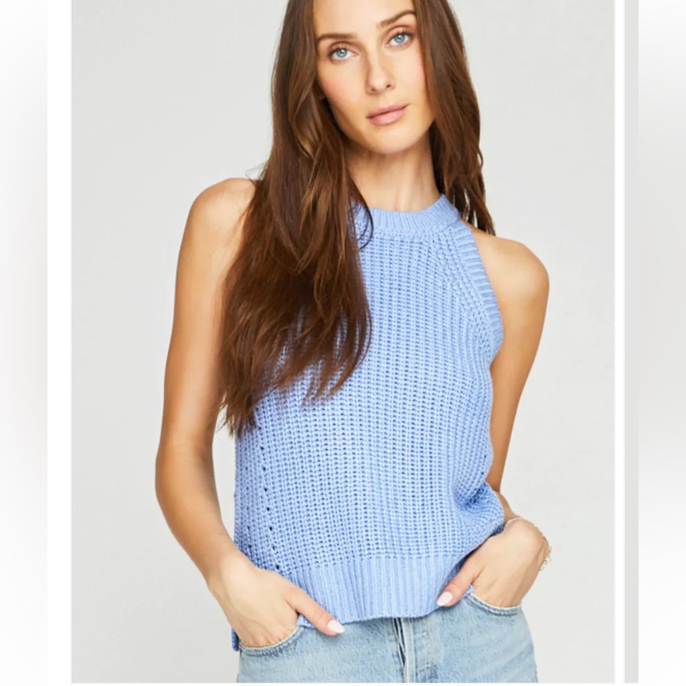 Light Blue Sleeveless Knit Top